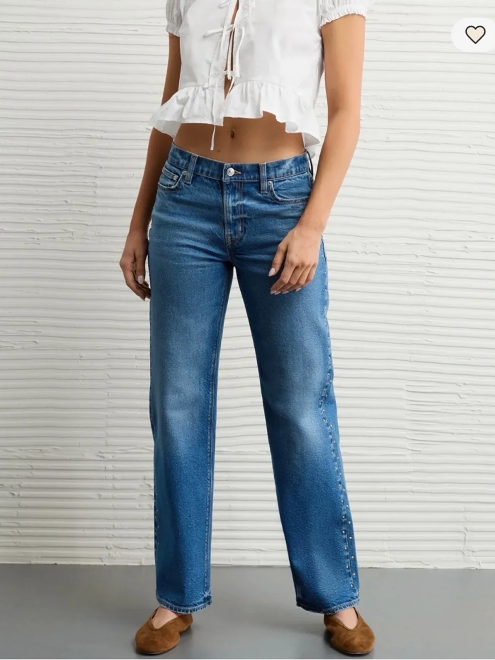AE Stretch Studded High-Waisted Stovepipe Jean Size 4 NWOT - Picture 2 of 9